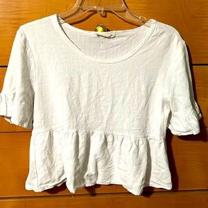L A Hearts Top Ivory Linen Blend Cropped Top Size Small Medium